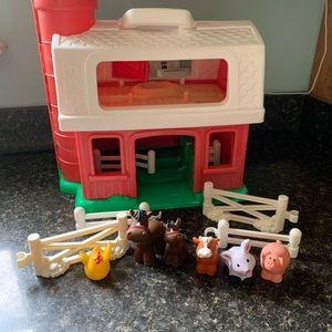 Fisher-price barn with some fence and assorted animals not all are fisher-price